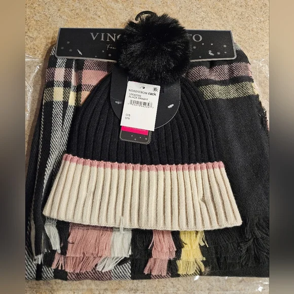 Vince Camuto Plaid Blanket Scarf & Beanie Set - Picture 1 of 5